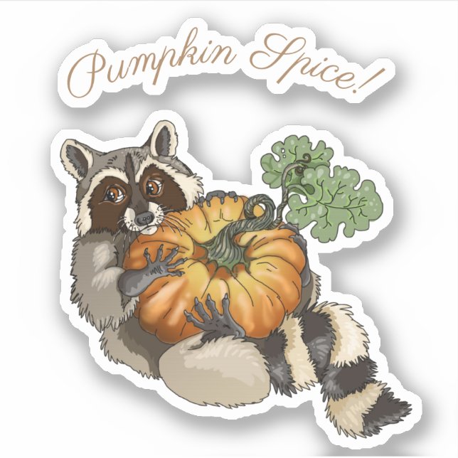 Adesivo Pumpkin Spice! Em um Roll Pumpkin Raccoon (Frente)