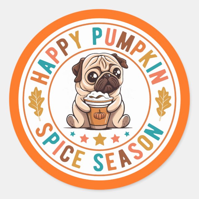 Adesivo Pumpkin Spice Season Pug (Frente)