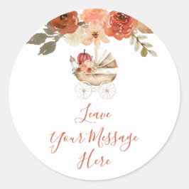 Adesivo Pumpkin Stroller Baby Shower Leave Your Message