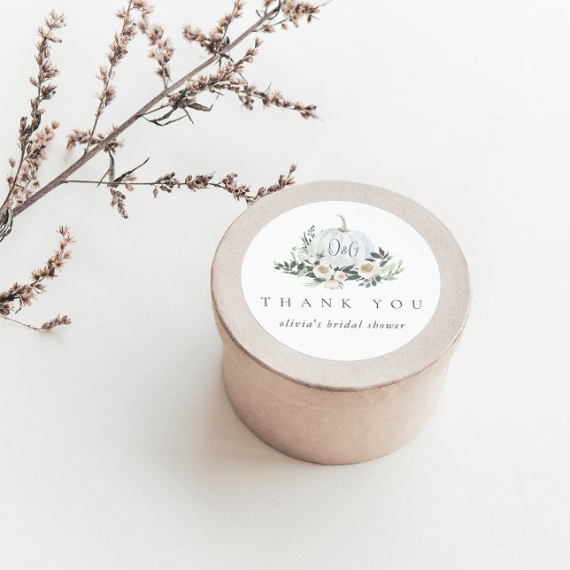 Adesivo Pumpkin Verde de outono Branco Obrigado (Criador carregado)