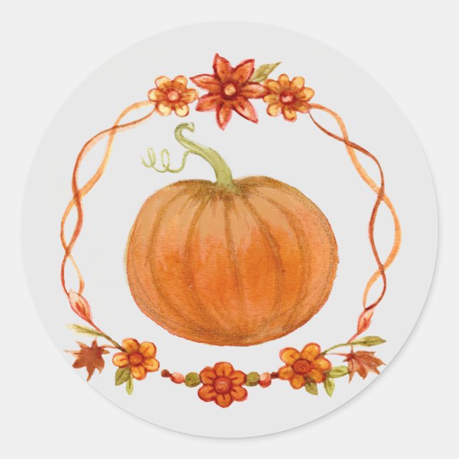 Adesivo Pumpkin watercolor outono outono (Frente)