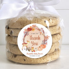Adesivo Pumpkin Woodland Animal Chá de fraldas Obrigado