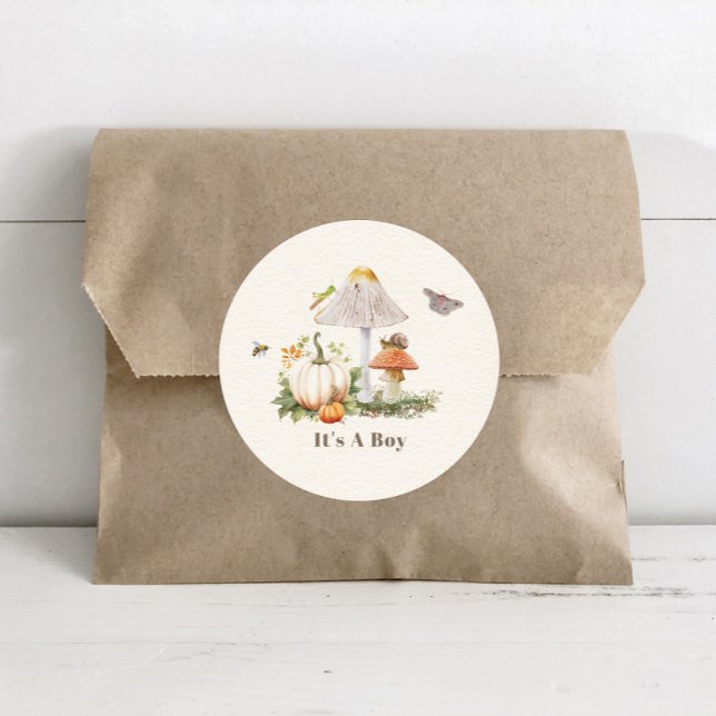 Adesivo Pumpkins Mushroom Woodland Insetos Boy Chá de fral (Criador carregado)