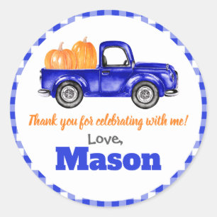 Adesivo Pumpkins Truck Pumpkin Patch - Blue Truck Round