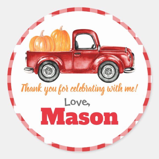 Adesivo Pumpkins Truck Pumpkin Patch - Red Truck Round (Frente)