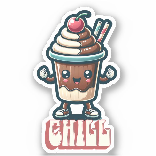 Adesivo Punção de Milkshake de Chocolate Gelado  (Frente)