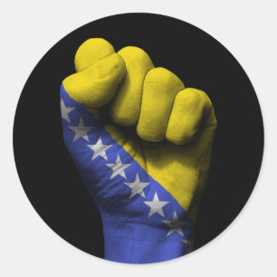 Adesivo Punho apertado aumentado com bandeira bosniana