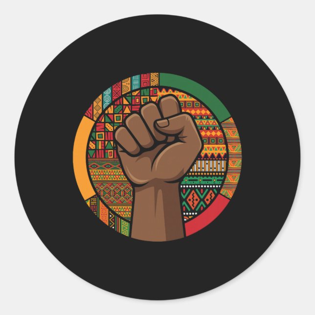 Adesivo Punho de Melanina Mês da História Negra Afro Ameri (Frente)