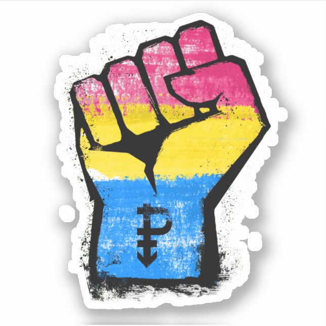 Adesivo Punho de Protesto Pansexual (Frente)