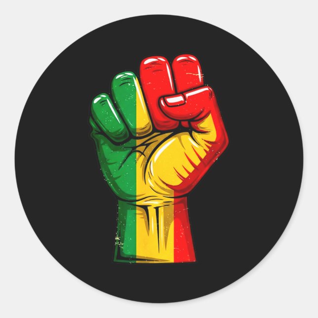 Adesivo Punho do Poder Negro Bandeira Pan-Africana Erguida (Frente)