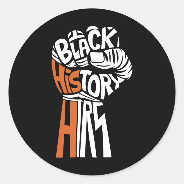 Adesivo Punho Poderoso Mão Inspirando Líderes Negros Histó (Frente)