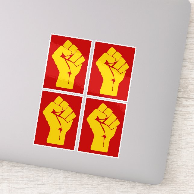Adesivo Punho, Rebelde, Motim, Resistência, Estilo Comunis (Detalhe)