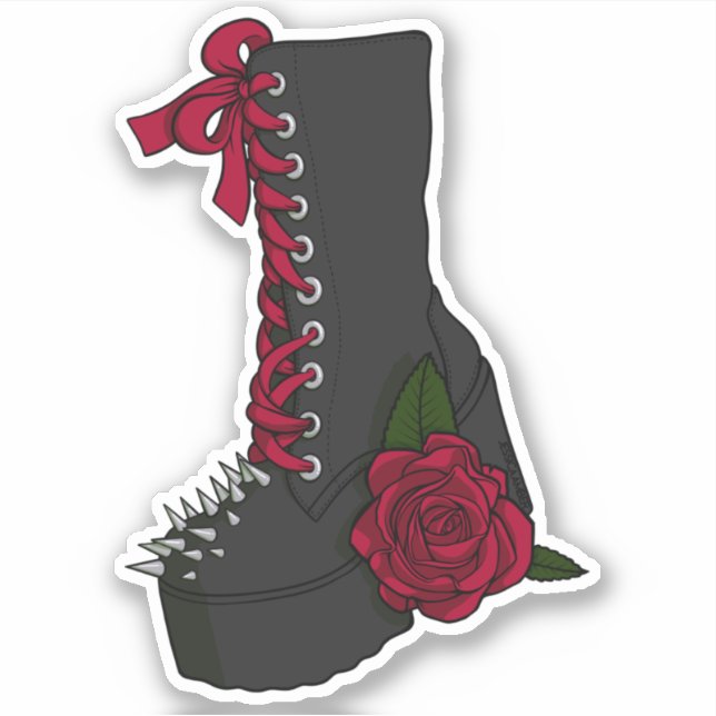 Adesivo Punk Black Red Cartoon Boot Rosa Vinyl Sticker (Frente)