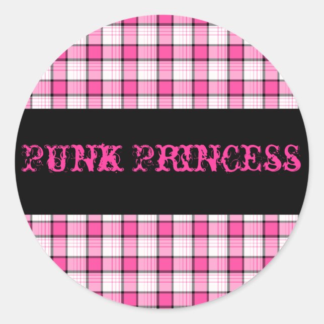 Adesivo Punk Princess Pink and Black Xadrez Sticker (Frente)