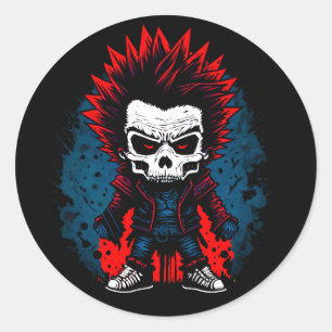 Adesivo Punk Rock Grunge Zombie Colorful Skull Legal Desig