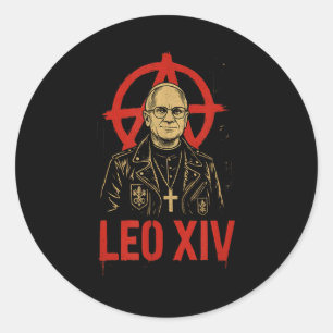 Adesivo Punk Rock Pope Leo Xiv _ Desenho Anarquista Cristã