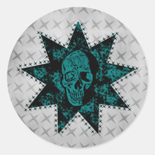 Adesivo Punk Skull Stickers, Preto e Teto