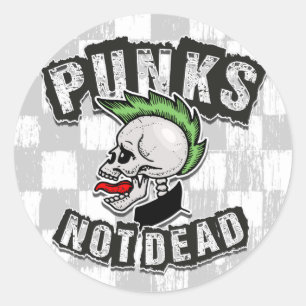 Adesivo Punks Not Morto Skull Mohawk Punk Rock Rocker