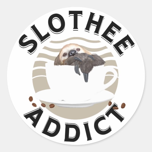 Adesivo Punny Sloth E Amantes De Café (Frente)