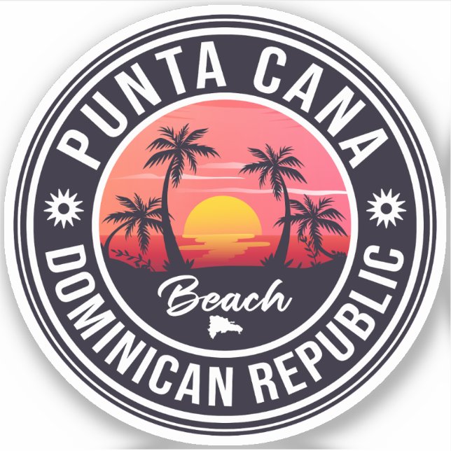 Adesivo Punta Cana Dominican Palm Tree Beach Vintage (Frente)