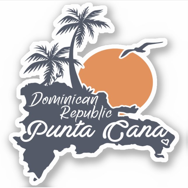 Adesivo Punta Cana Dominicana - Férias Familiares Vintage, (Frente)