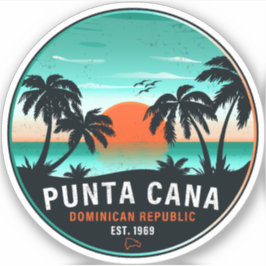 Adesivo Punta Cana Dominicana Retro Sunset Souvenir 80