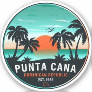 Adesivo Punta Cana Dominicana Retro Sunset Souvenir 80
