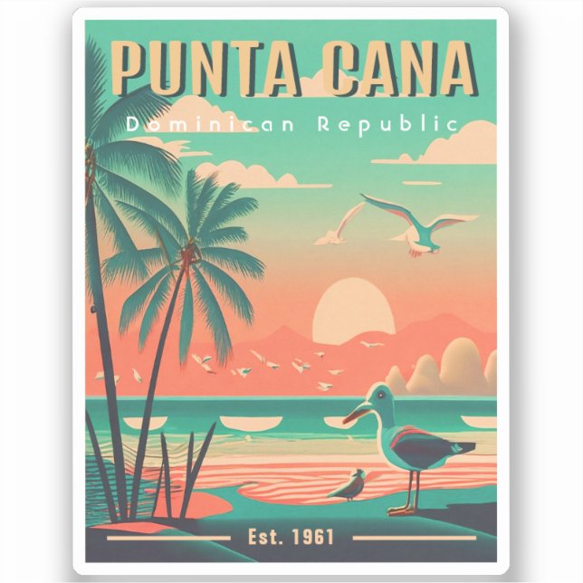 Adesivo Punta Cana DR. Retro Flamingos Souvenir 1950 (Frente)