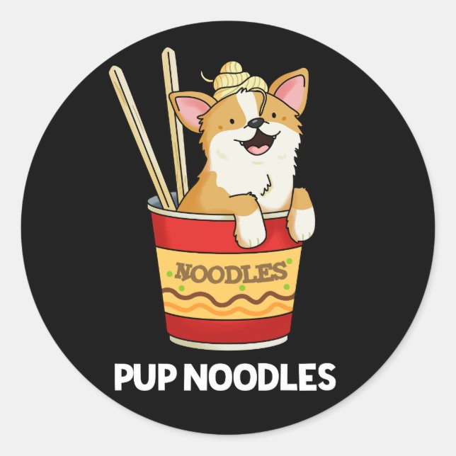 Adesivo Pup Noodles Funny Cup Noodles Pun Dark BG (Frente)