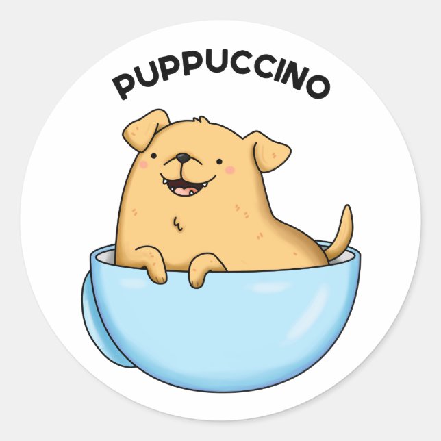 Adesivo Pup-puccino Funny Cappuccino Pun (Frente)