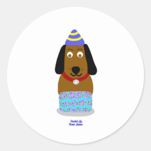 Adesivo Pup Round Sticker Feliz de Aniversário