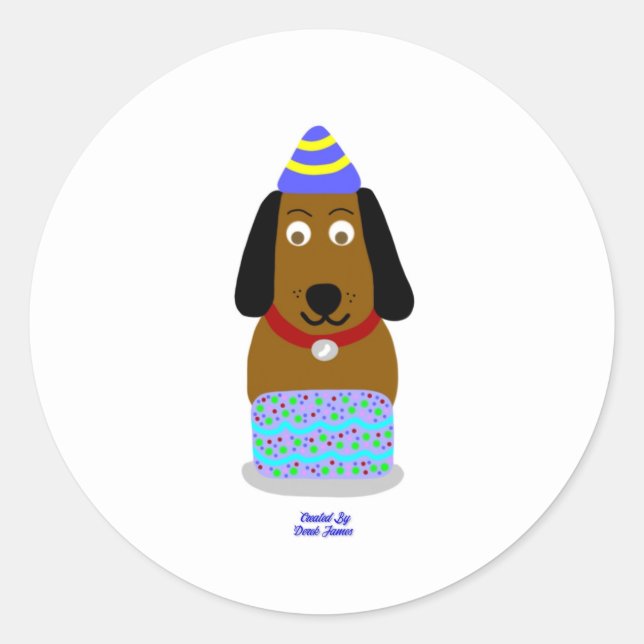 Adesivo Pup Round Sticker Feliz de Aniversário (Frente)