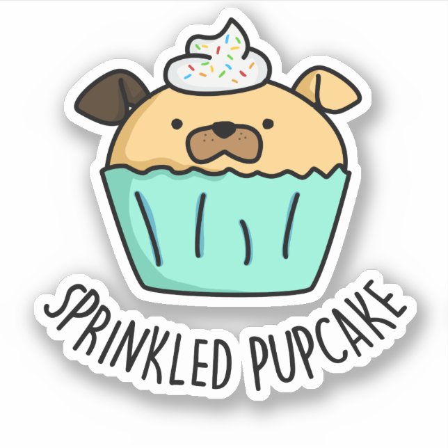 Adesivo Pupcake em sprinkle Puppy Cupcake Pun (Frente)