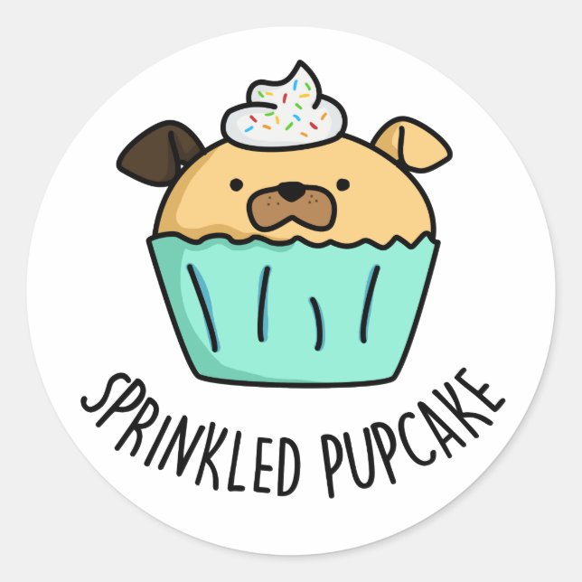 Adesivo Pupcake em sprinkle Puppy Cupcake Pun (Frente)