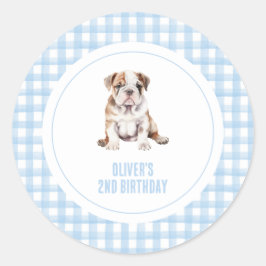 Adesivo Puppy bulldog preppy plaid birthday