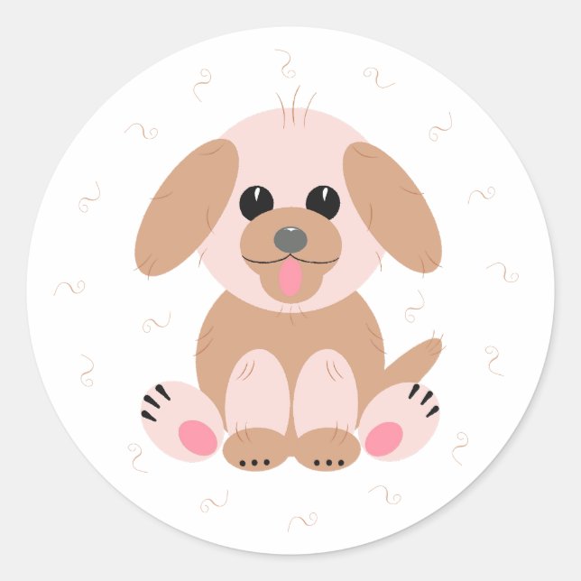 Adesivo Puppy Dog Cartoon Pastel Personalizado (Frente)