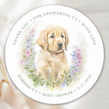 Puppy Dog Modern Sage Green Chá de fraldas Obrigad