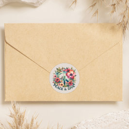 Adesivo Puppy e Floral 70s - Sinal de Paz Retroativa "Paz