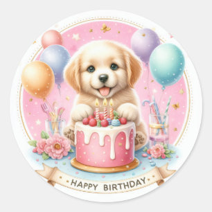 Adesivo Puppy Labrador - Pastel giro - Aniversário