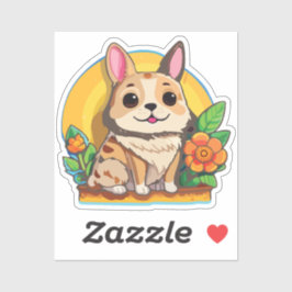 Adesivo Puppy Sticker with Flower