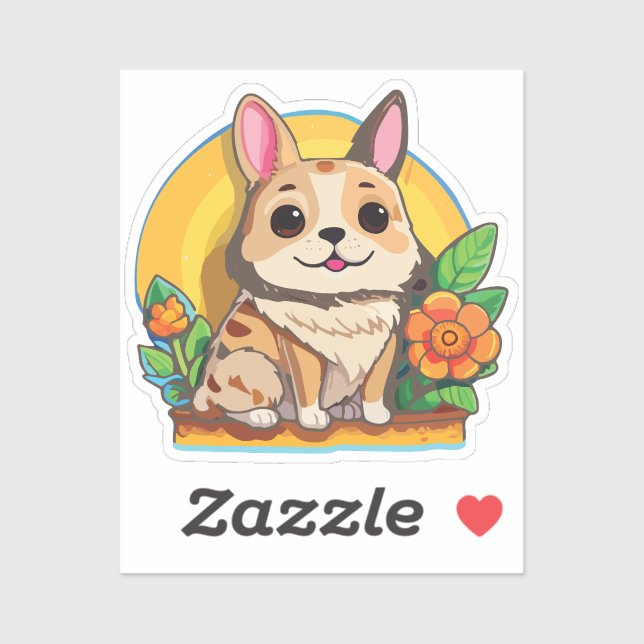 Adesivo Puppy Sticker with Flower (Folha)
