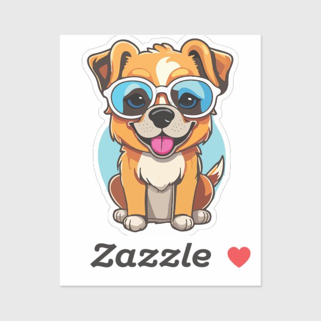 Adesivo puppy with glasses (Folha)