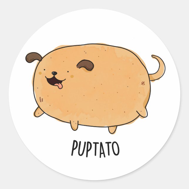 Adesivo Puptato Funny Puppy Potato Pun (Frente)