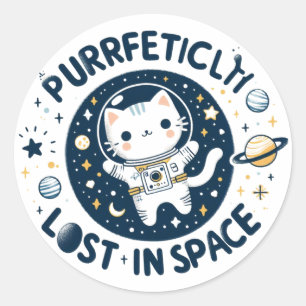 Adesivo Puramente Perdido no Astronauta de Gato Espacial F
