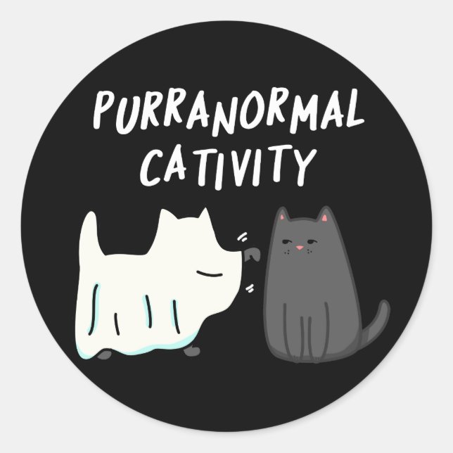 Adesivo Puranormal Halloween Cat Pun Dark BG (Frente)