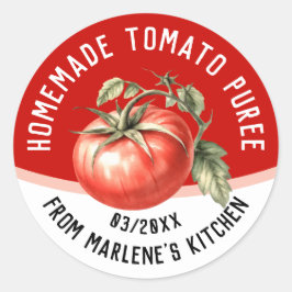 Adesivo Purê de tomate caseiro editável com tomate vermelh
