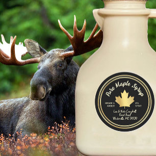Adesivo Pure Maple Syrup Dourado Maple Leaf a Preto