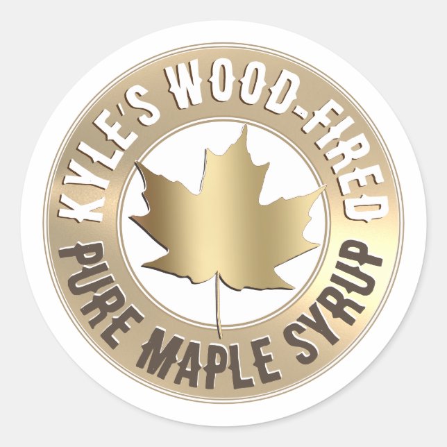 Adesivo Pure Maple Syrup Label Sugarmaker Name Dourado Lea (Frente)