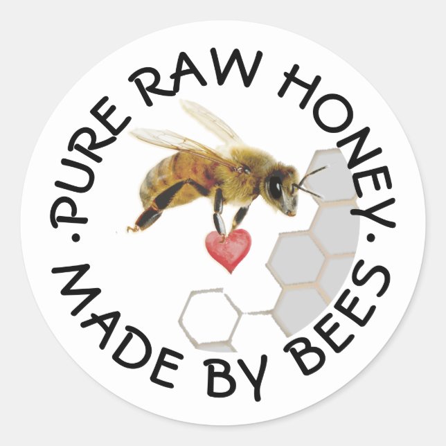 Adesivo PURE RAW HONEY Honeybee Honeycomb e Heart (Frente)