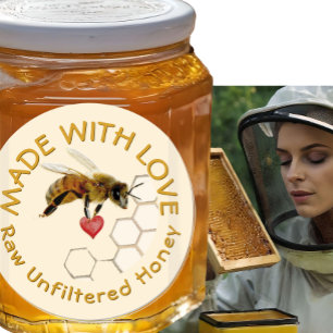 Adesivo PURE RAW HONEY Honeybee Honeycomb e Heart